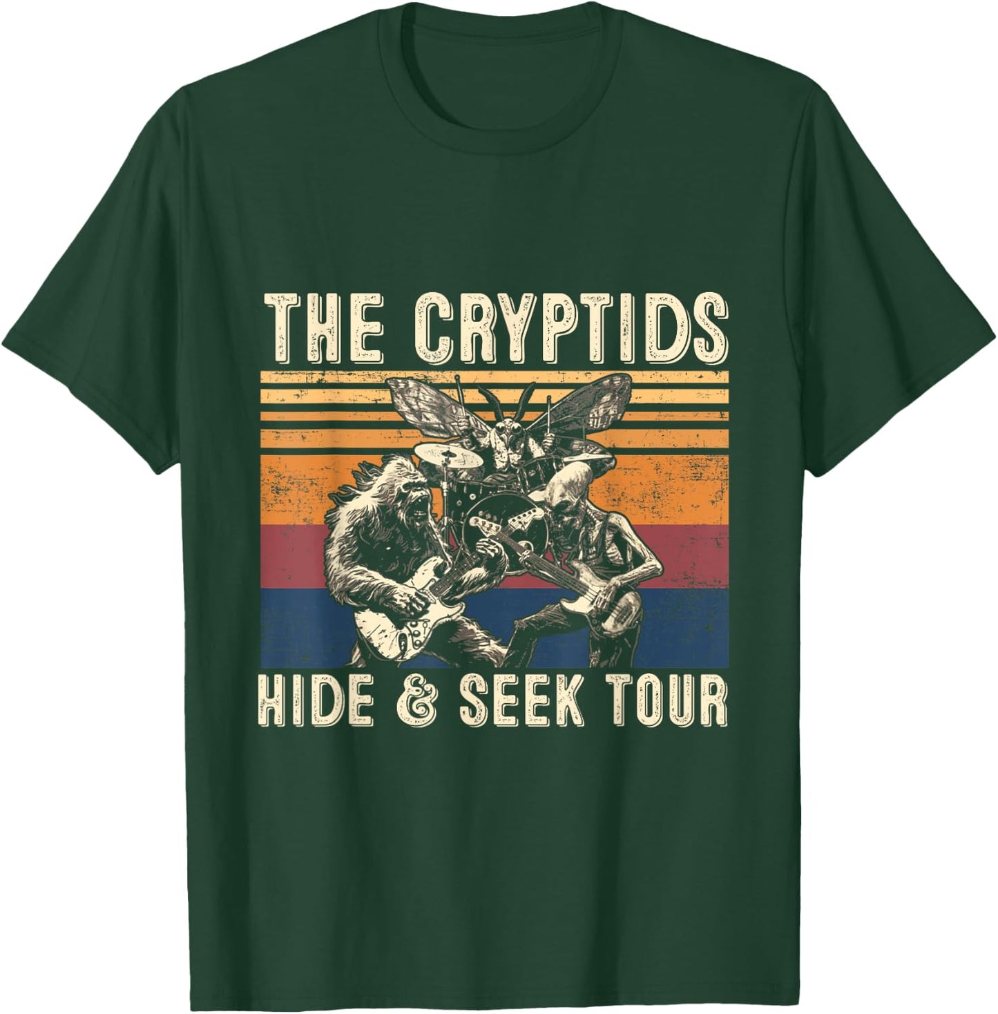 The Cryptids Hide & Seek Tour CryptidBigfoot Mothman UFO T-Shirt - T-Shirt | Forest