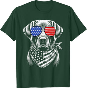 Labrador Retriever Patriotic 4th of July American US Flag Kids Men T-Shirt - T-Shirt | Forest