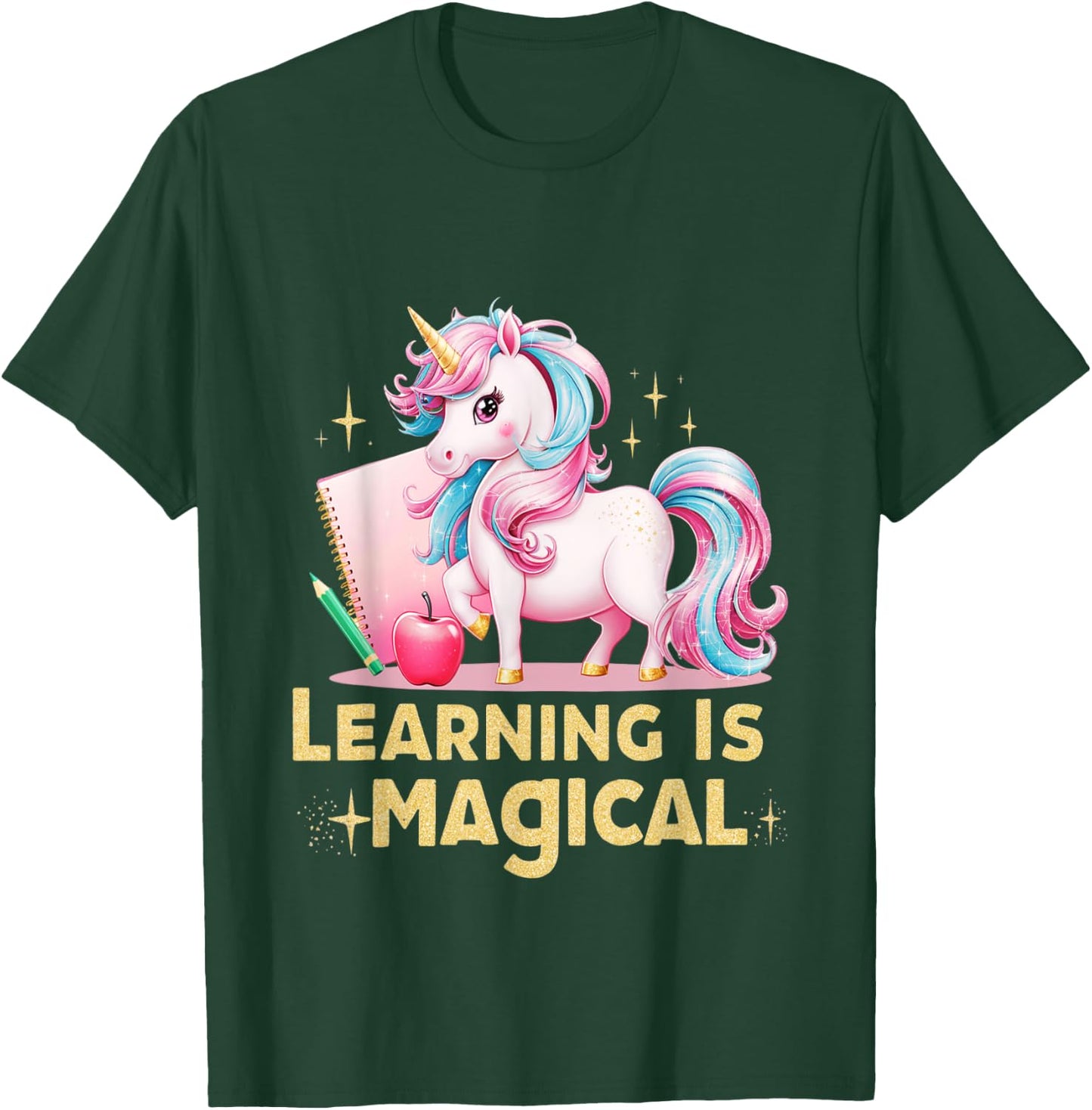 Learning is Magical Teacher Unicorn Back to School Unicorn T-Shirt - T-Shirt | Forest