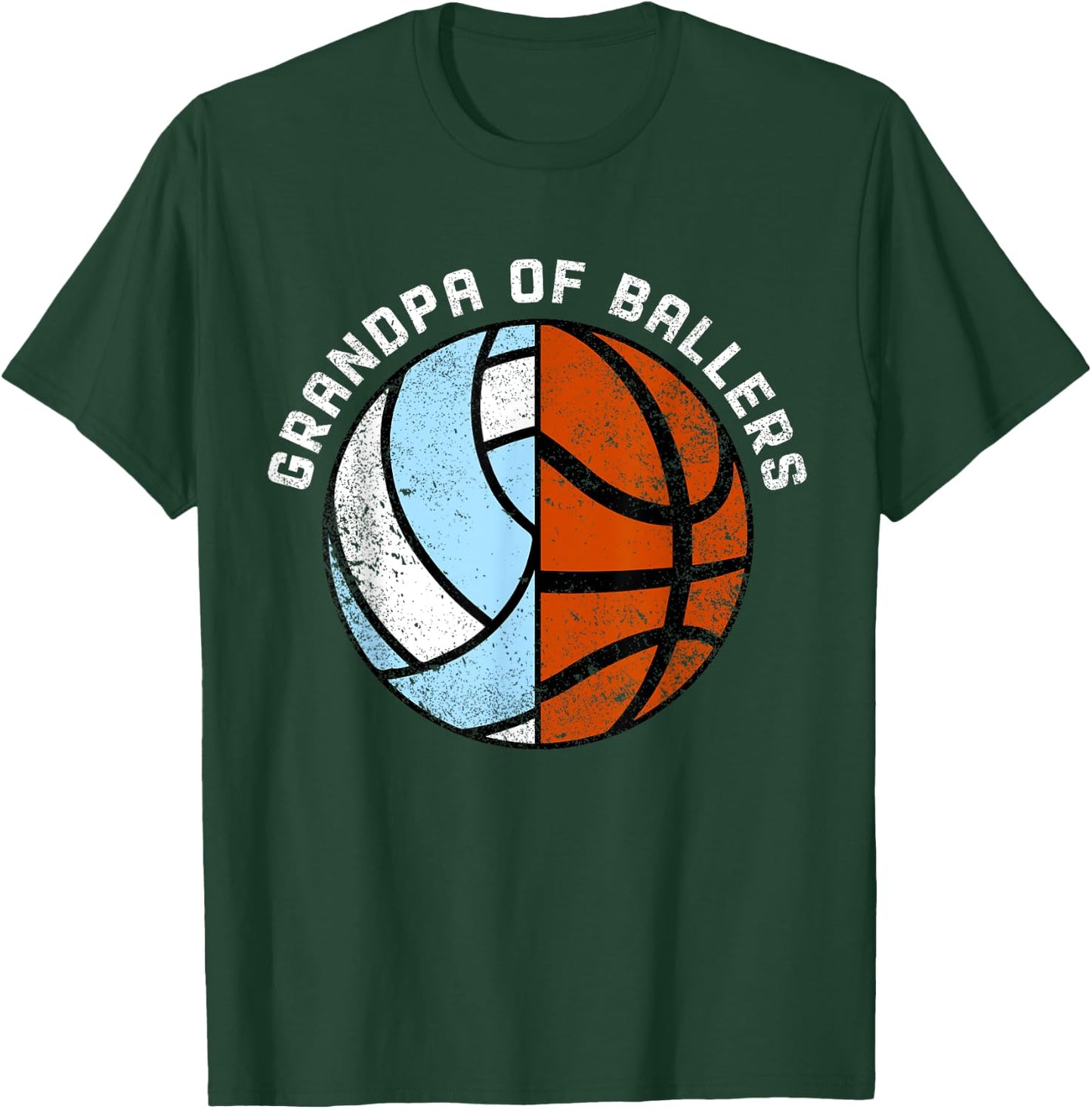Grandpa Of Ballers Funny Volleyball Basketball Grandpa T-Shirt - T-Shirt | Forest