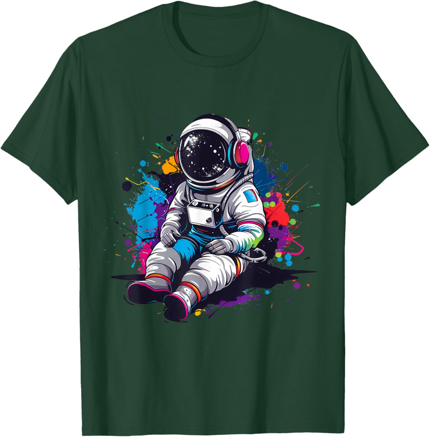 DJ Astronaut Dance Club Techno Music Headphones Beatmaker T-Shirt - T-Shirt | Forest