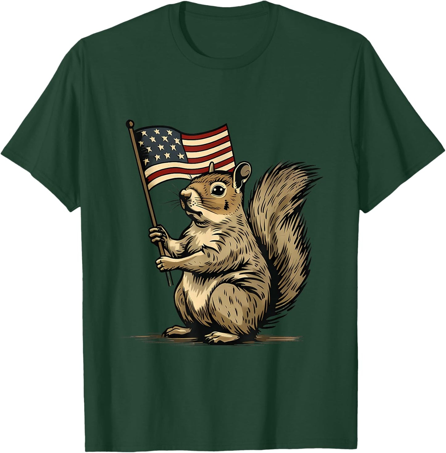 Fourth of July 4th of July Patriotic American Flag Squirrel T-Shirt - T-Shirt | Forest