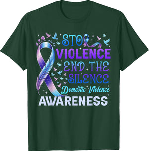 Family Domestic Violence Awareness Purple Ribbon T-Shirt - T-Shirt | Forest