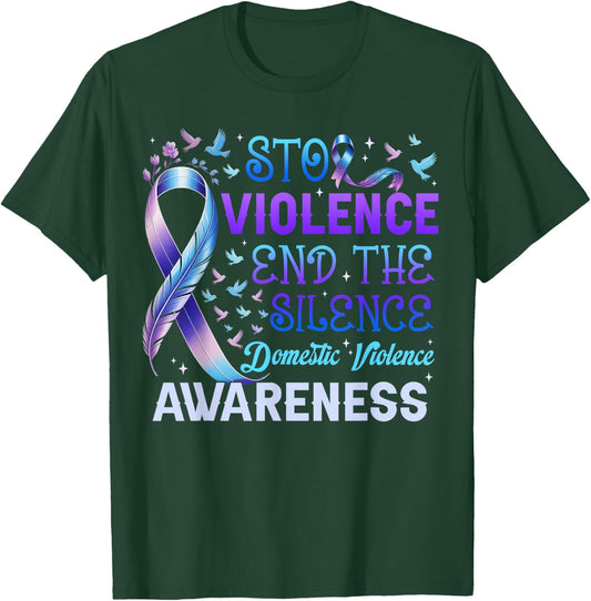 Family Domestic Violence Awareness Purple Ribbon T-Shirt - T-Shirt | Forest