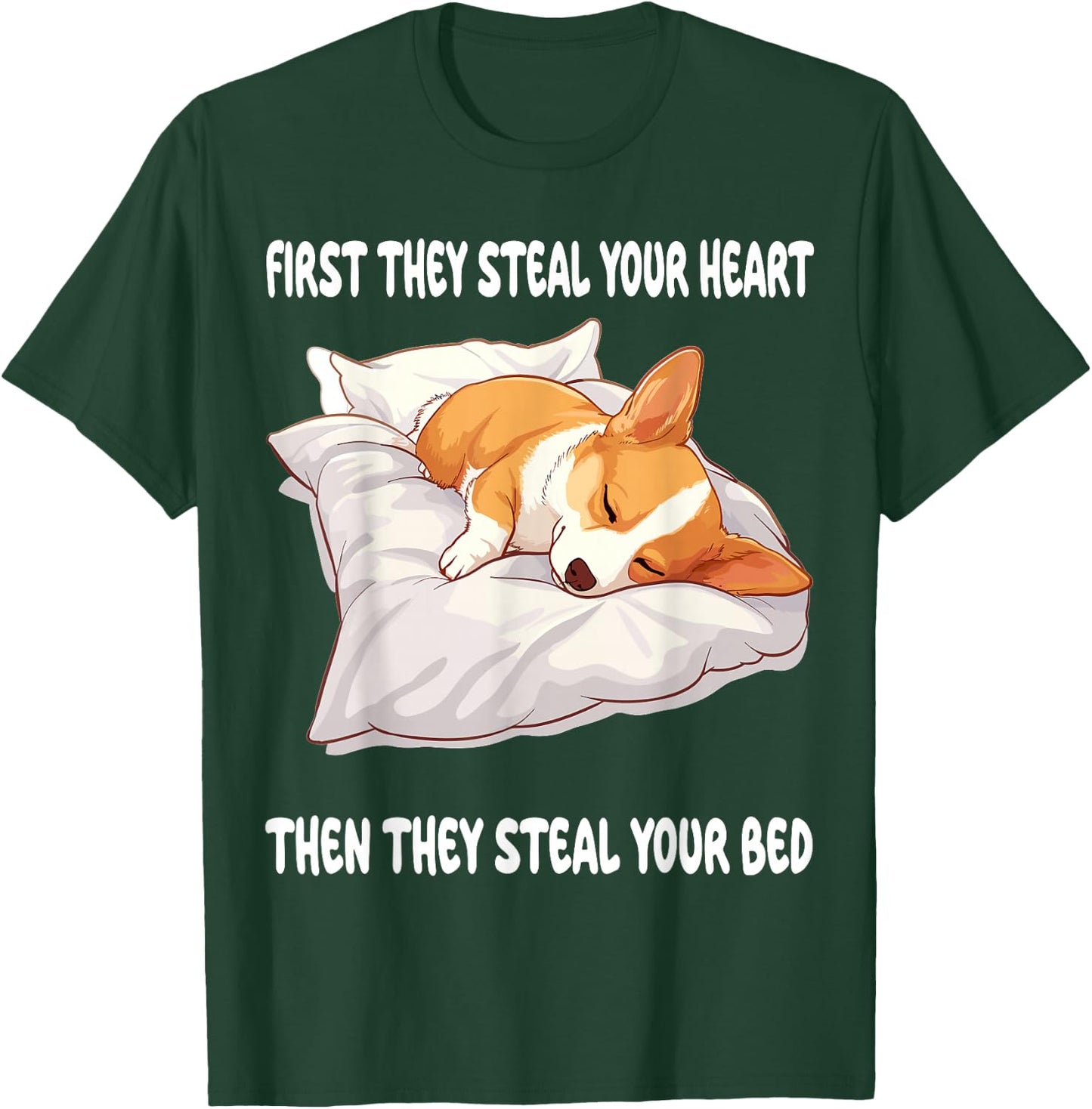 Welsh Corgi Pembroke Sleeping Pajamas Nightgown T-Shirt - T-Shirt | Forest