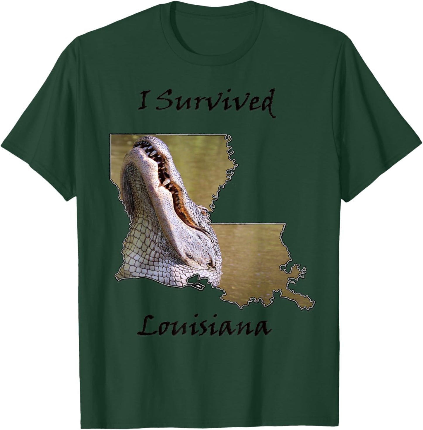 Louisiana Alligator Southern Survival Gator Swamp Design T-Shirt - T-Shirt | Forest