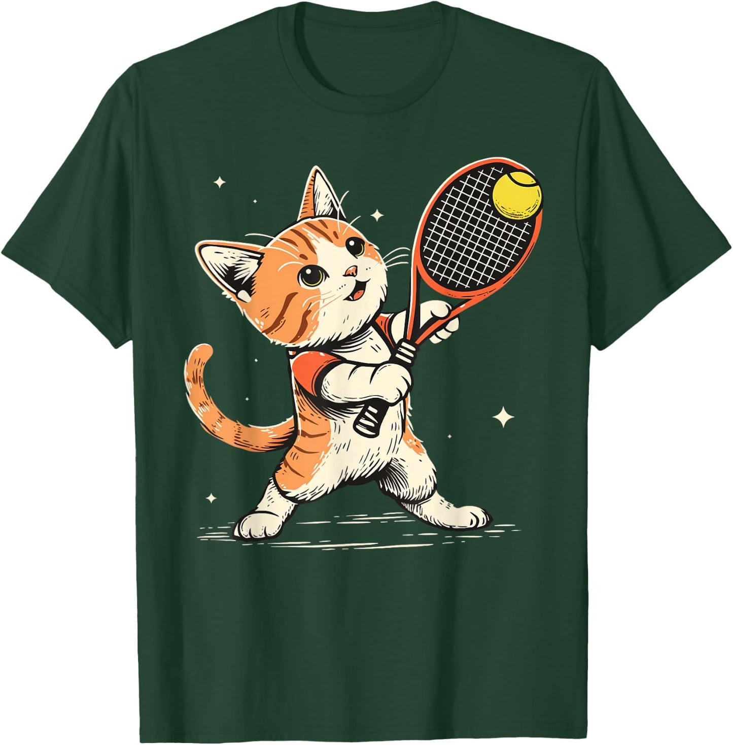 Tennis player Cat on Tennis T-Shirt - T-Shirt | Forest