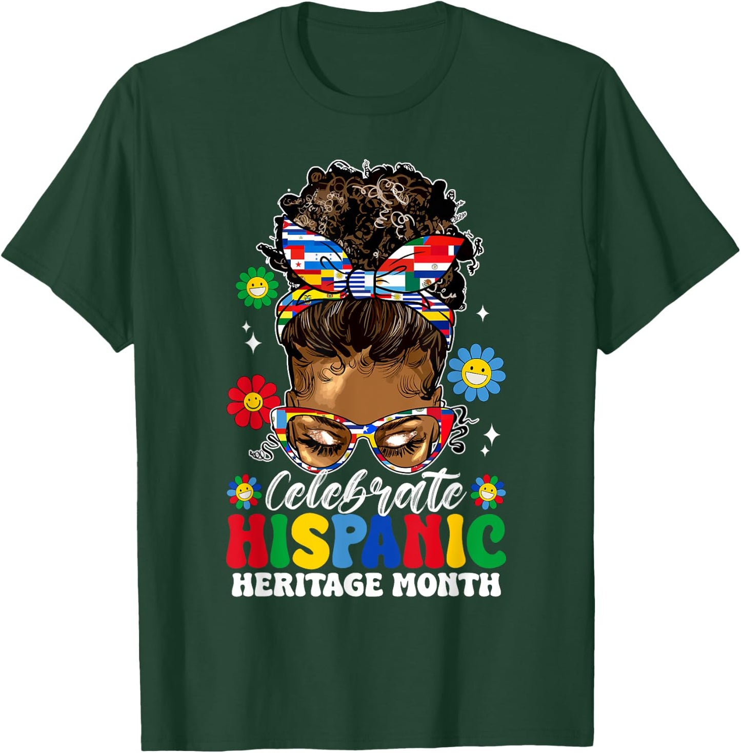 Messy Bun Latina Women Celebrate Hispanic Heritage Month T-Shirt - T-Shirt | Forest