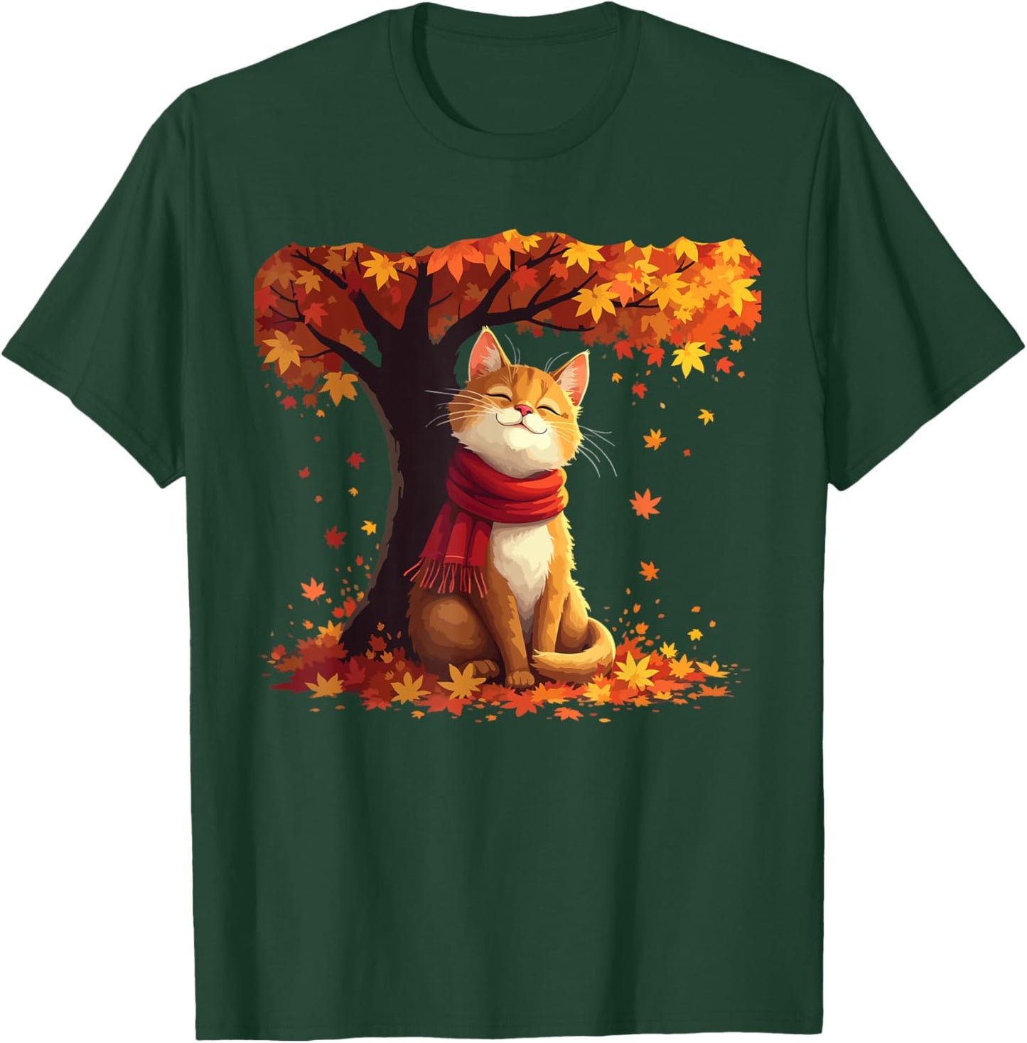 It's Fall Y'all Cat Leaf Fall Tree Hello Autumn Thanksgiving Men Women Girls Kids T-Shirt - T-Shirt | Forest