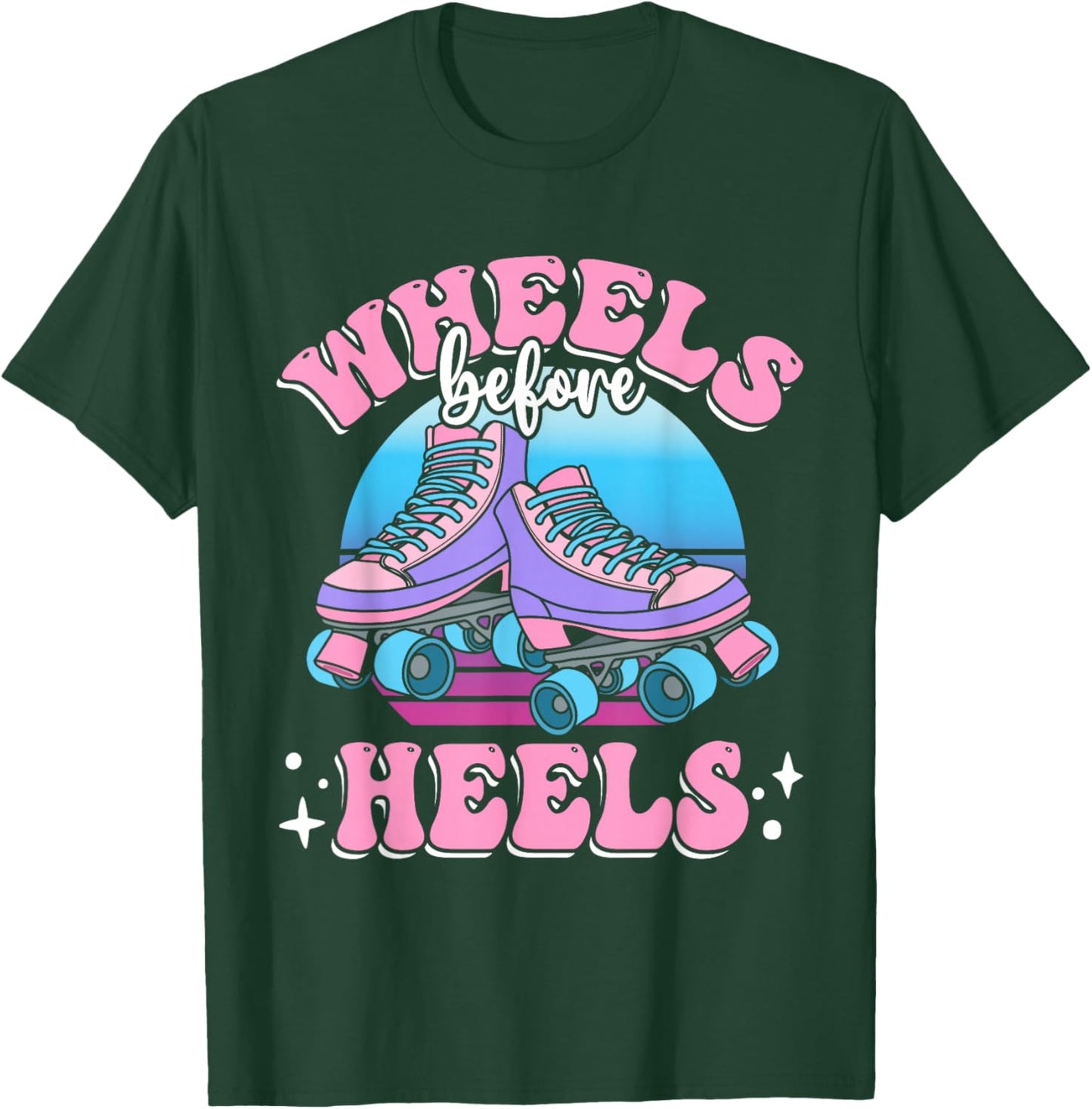 Roller Skating | Kids | Wheels Before Heels T-Shirt - T-Shirt | Forest