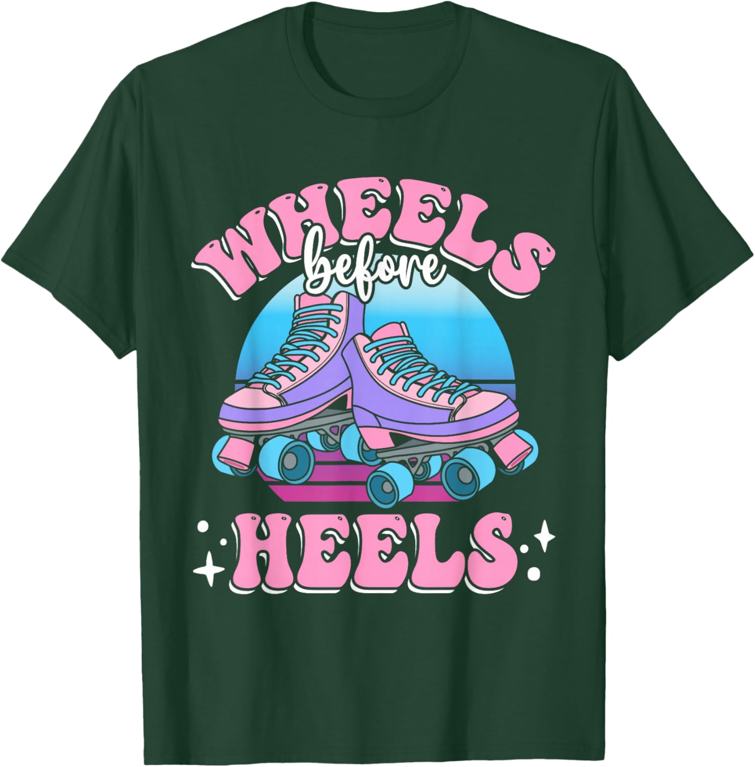 Roller Skating | Kids | Wheels Before Heels T-Shirt - T-Shirt | Forest