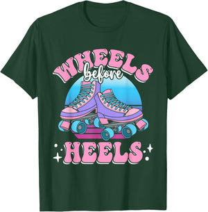 Roller Skating | Kids | Wheels Before Heels T-Shirt - T-Shirt | Forest
