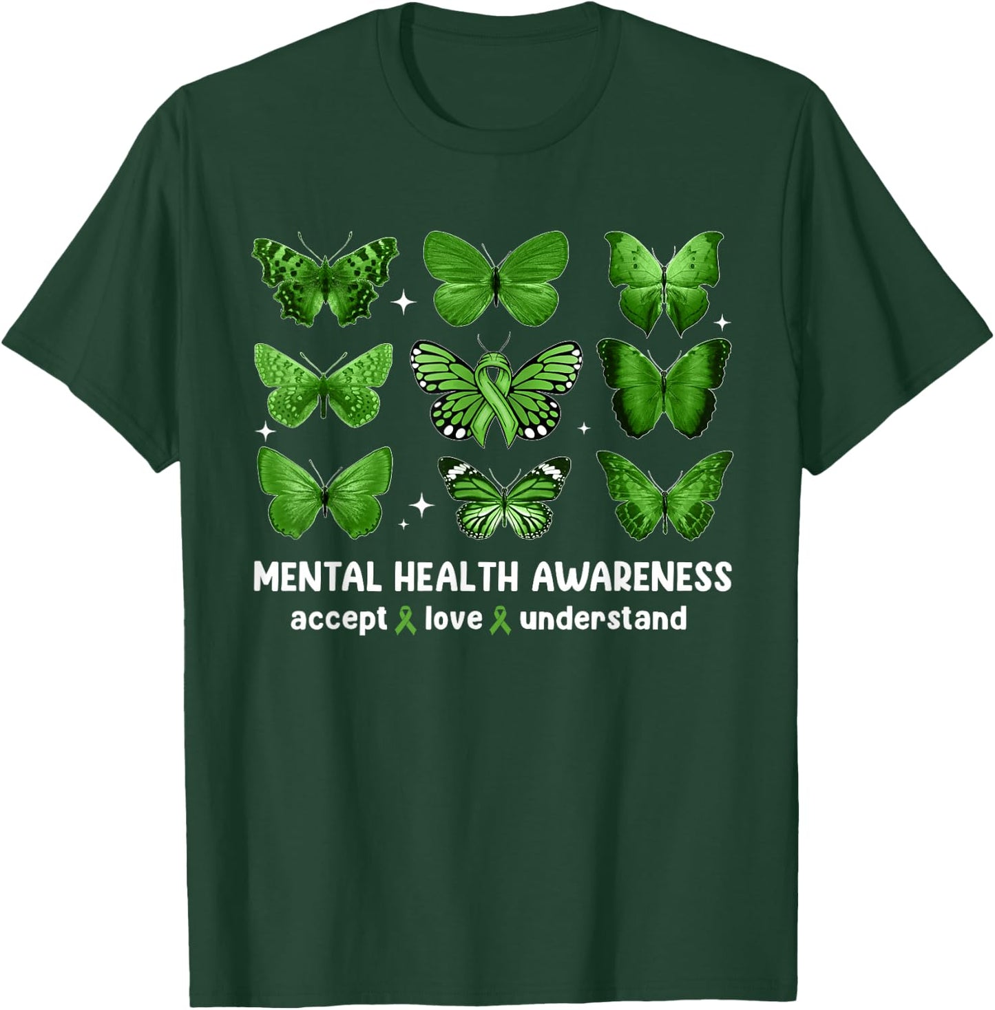 Butterfly Mental Health Awareness Accept Love Understand Kid T-Shirt - T-Shirt | Forest