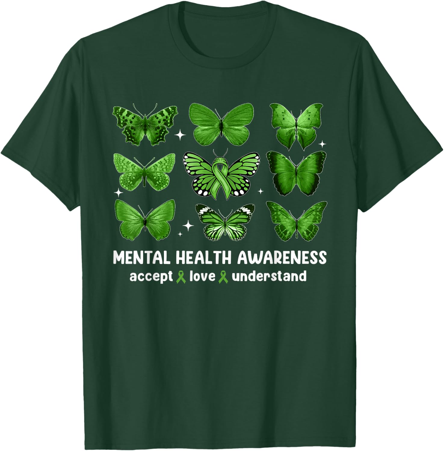 Butterfly Mental Health Awareness Accept Love Understand Kid T-Shirt - T-Shirt | Forest