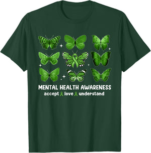Butterfly Mental Health Awareness Accept Love Understand Kid T-Shirt - T-Shirt | Forest
