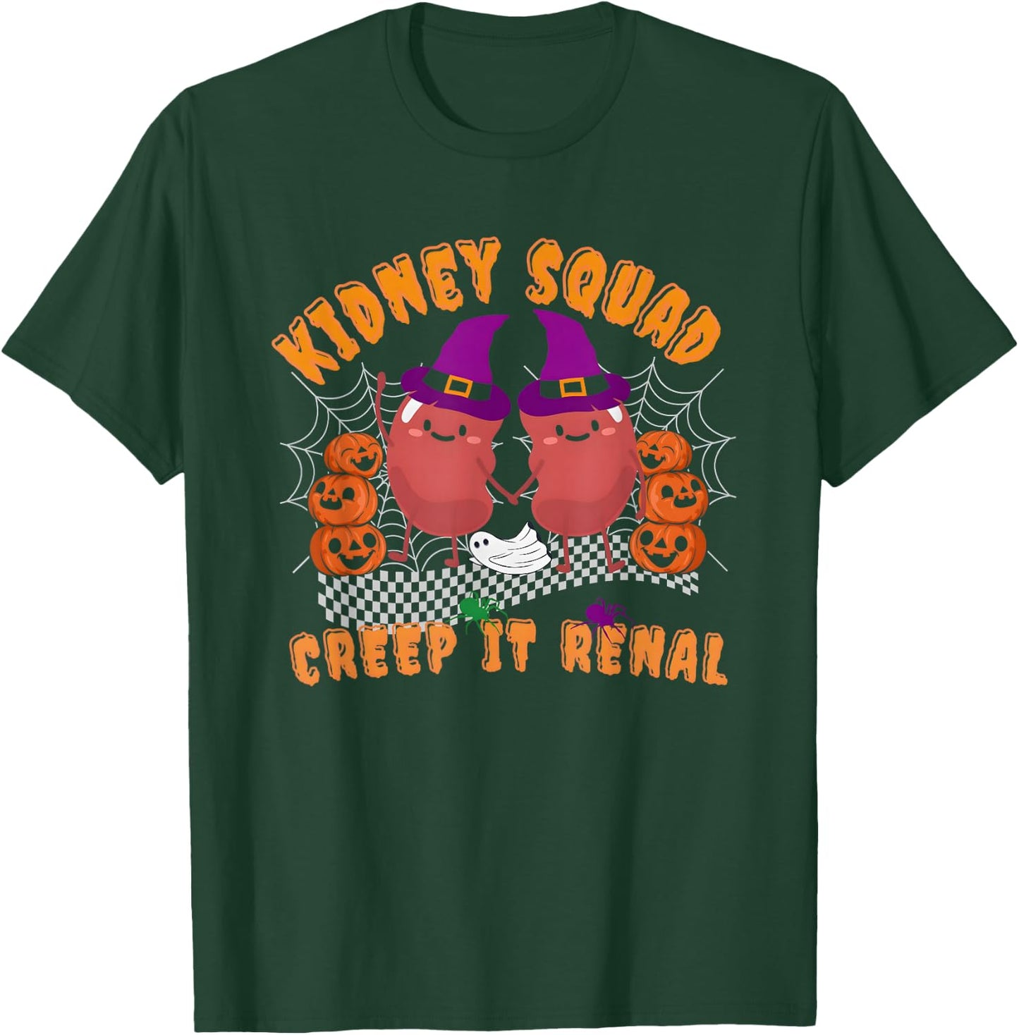 Halloween Kidney Retro Dialysis Kidney Health Gift Kidney T-Shirt - T-Shirt | Forest