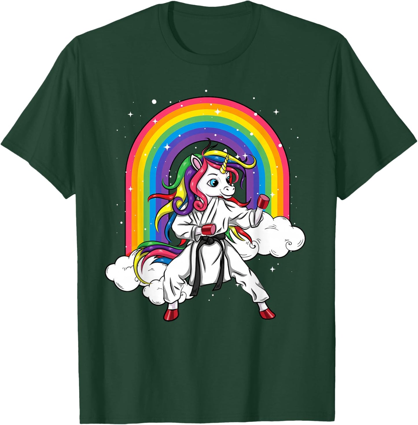 Rainbow Unicorn Karate Taekwondo MMA Judo Kids Girl T-Shirt - T-Shirt | Forest