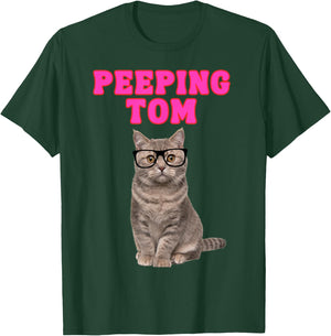 Peeping Tom Cat with Spectacles T-Shirt - T-Shirt | Forest