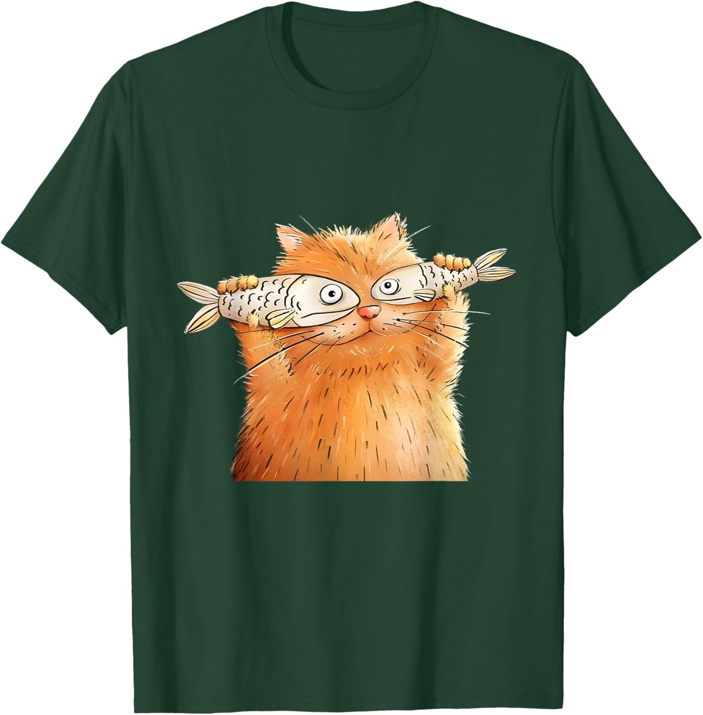 Retro Cute Cat Fish Art Eyes Fish Kitten Catfish Meow Funny Women Girls Kids T-Shirt - T-Shirt | Forest
