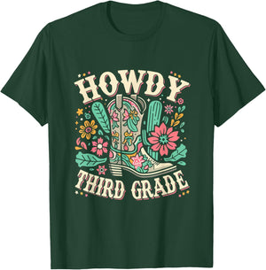 Western Howdy Third Grade Back To School 3rd Grade Teacher T-Shirt - T-Shirt | Forest