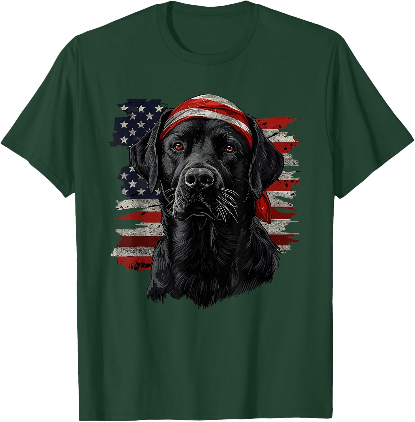 Black Labrador Patriotic Lab 4th Of July USA American Flag T-Shirt - T-Shirt | Forest