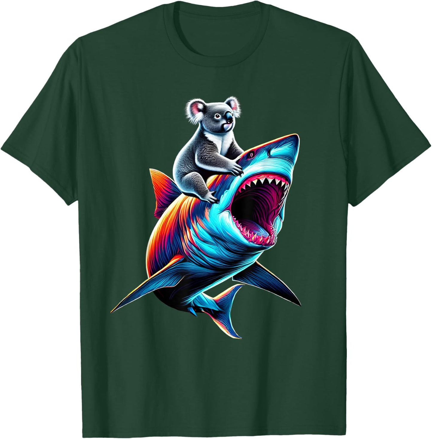 Funny Koala Riding Shark Koala Lover T-Shirt - T-Shirt | Forest