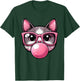 Cute and Funny Cat Pink Sunglasses And Blowing Bubble Gum Men Women Girls Kids T-Shirt - T-Shirt | Forest