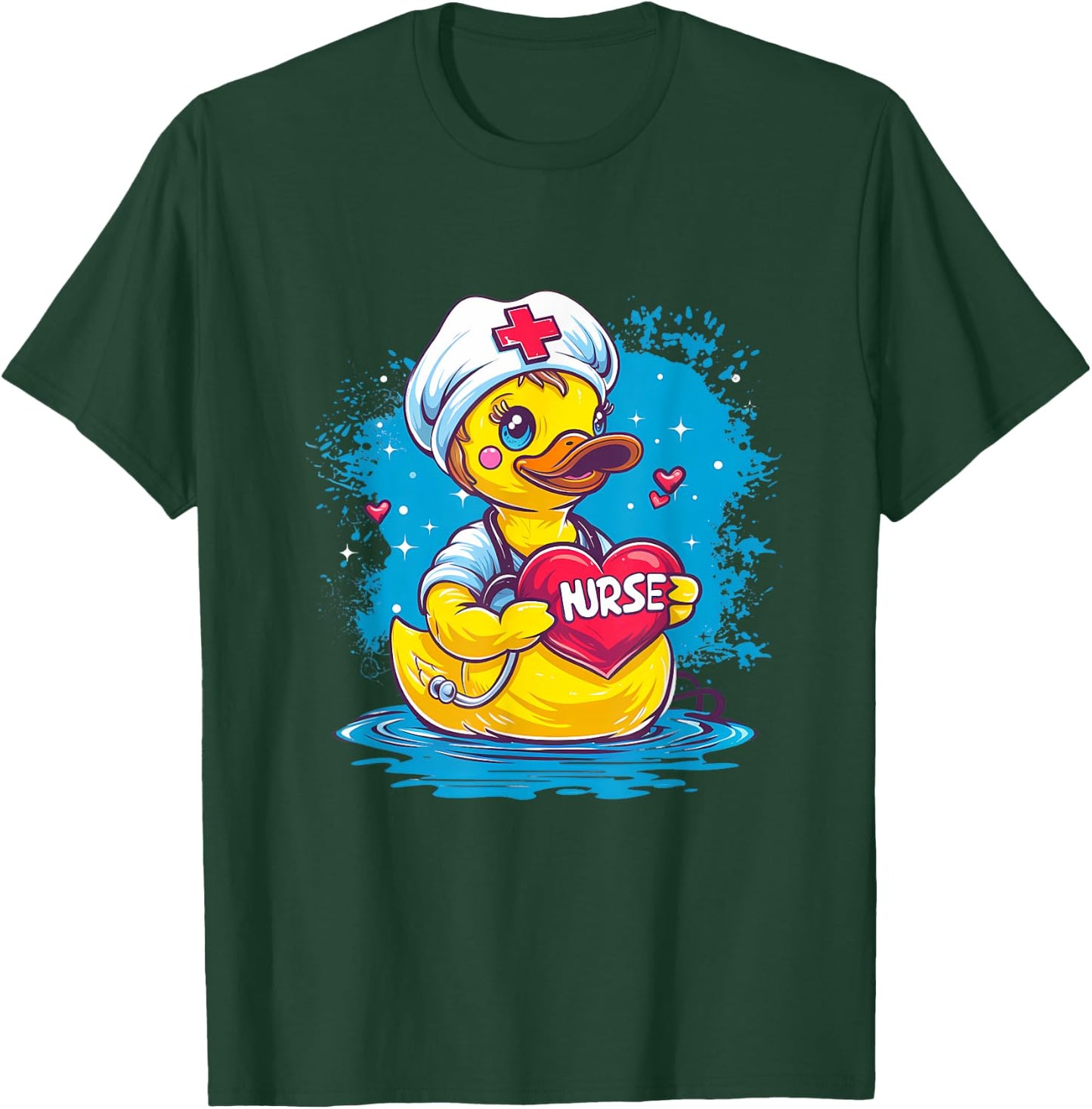 Rubber Duck Nurse Rubber Duckling Nursing School Stethoscope T-Shirt - T-Shirt | Forest