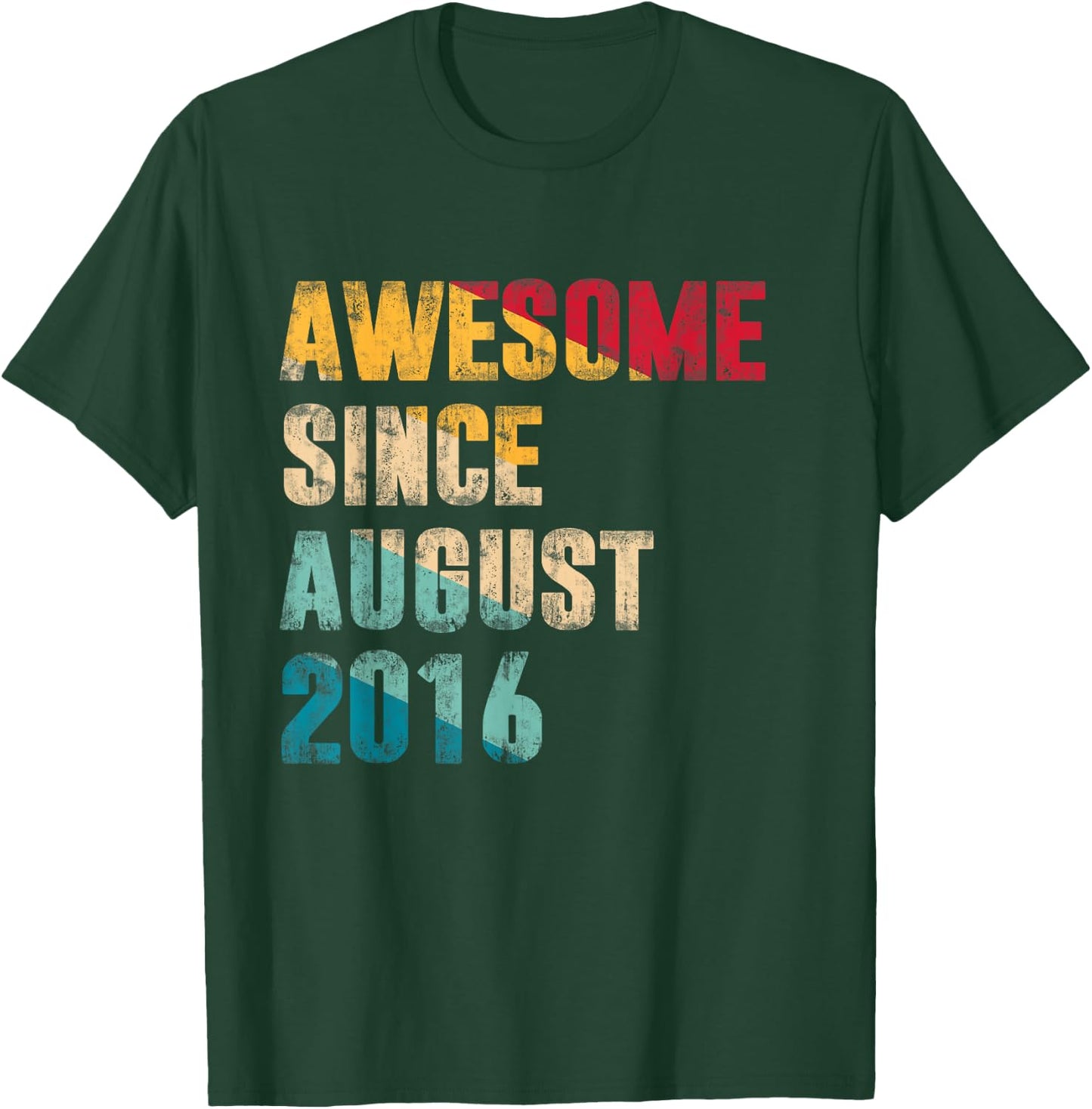 8 Years Old Bday Gift Awesome Since August 2016 8th Birthday T-Shirt - T-Shirt | Forest