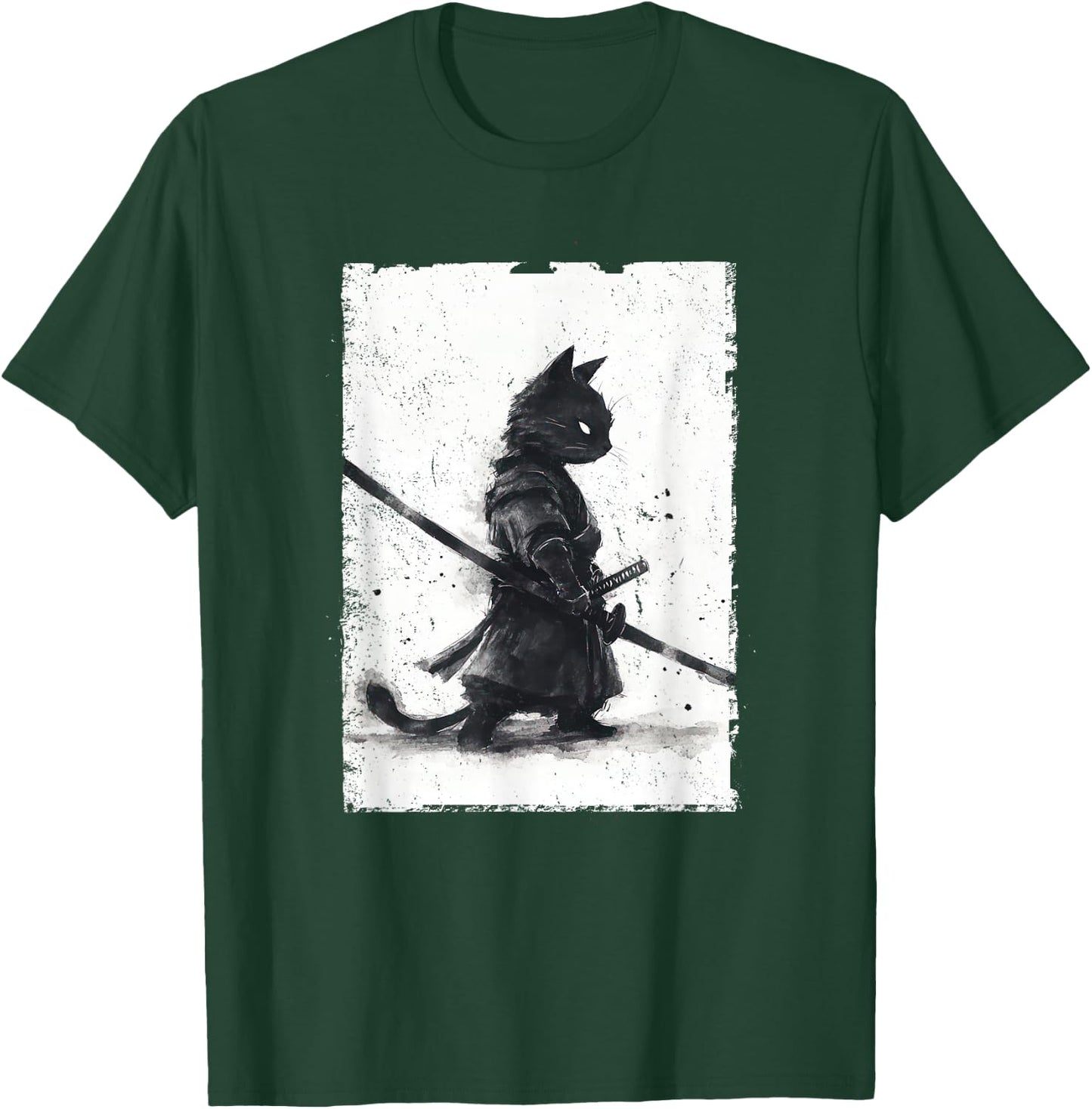 Vintage Samurai Cat Graphic Art Japanese Ukiyo-e T-Shirt - T-Shirt | Forest