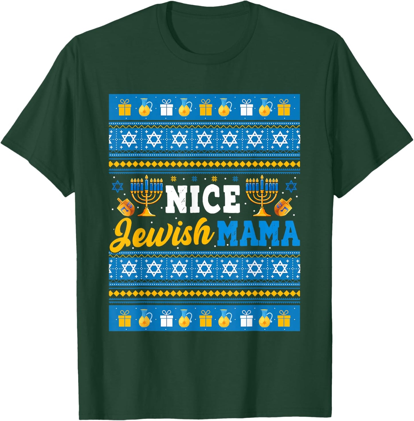 Nice Jewish Mama Hanukkah Menorah Dreidel Matching Family T-Shirt - T-Shirt | Forest