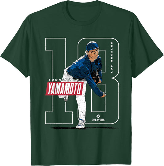 Yoshinobu Yamamoto | Los Angeles MLB Player | MLBYAM3004 T-Shirt - T-Shirt | Forest