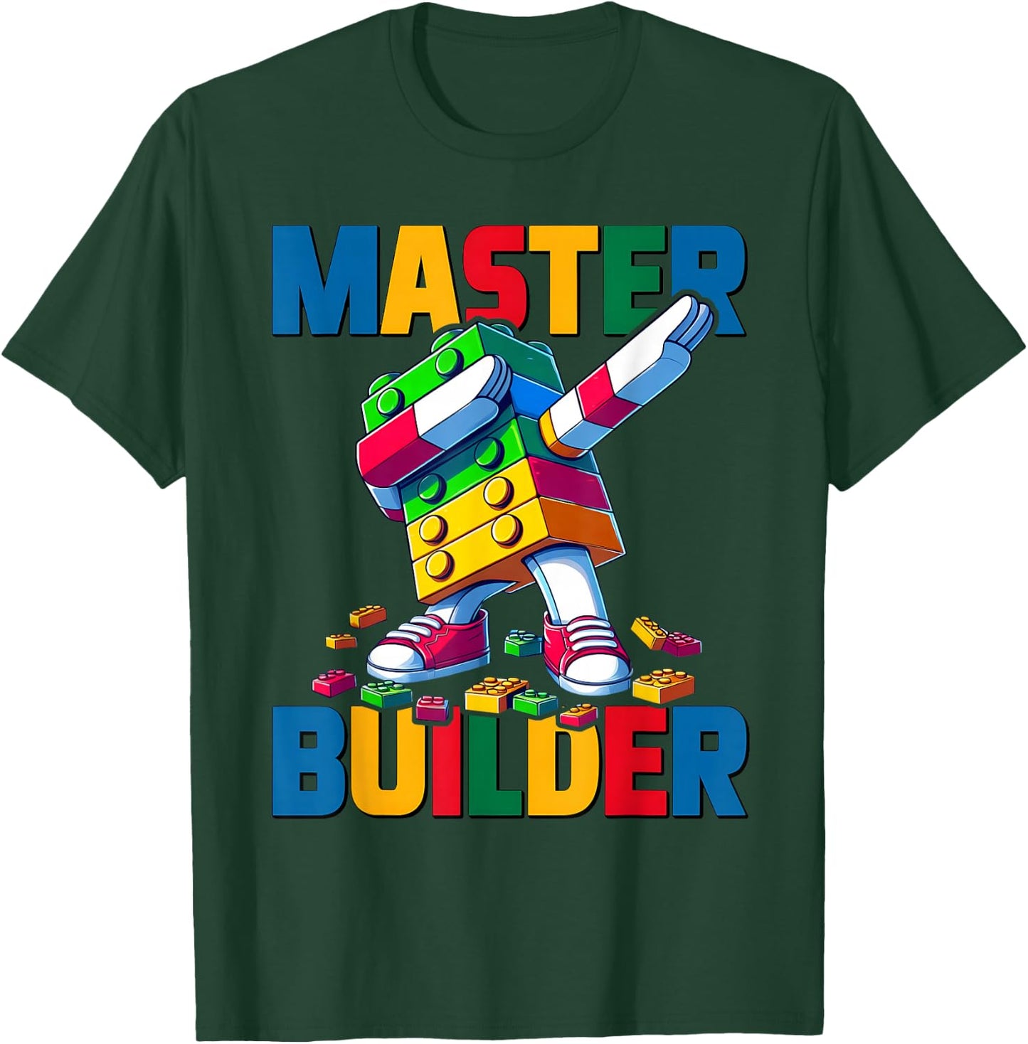 Dabbing Blocks Bricks Building Kids Boys Fun Master Builder T-Shirt - T-Shirt | Forest
