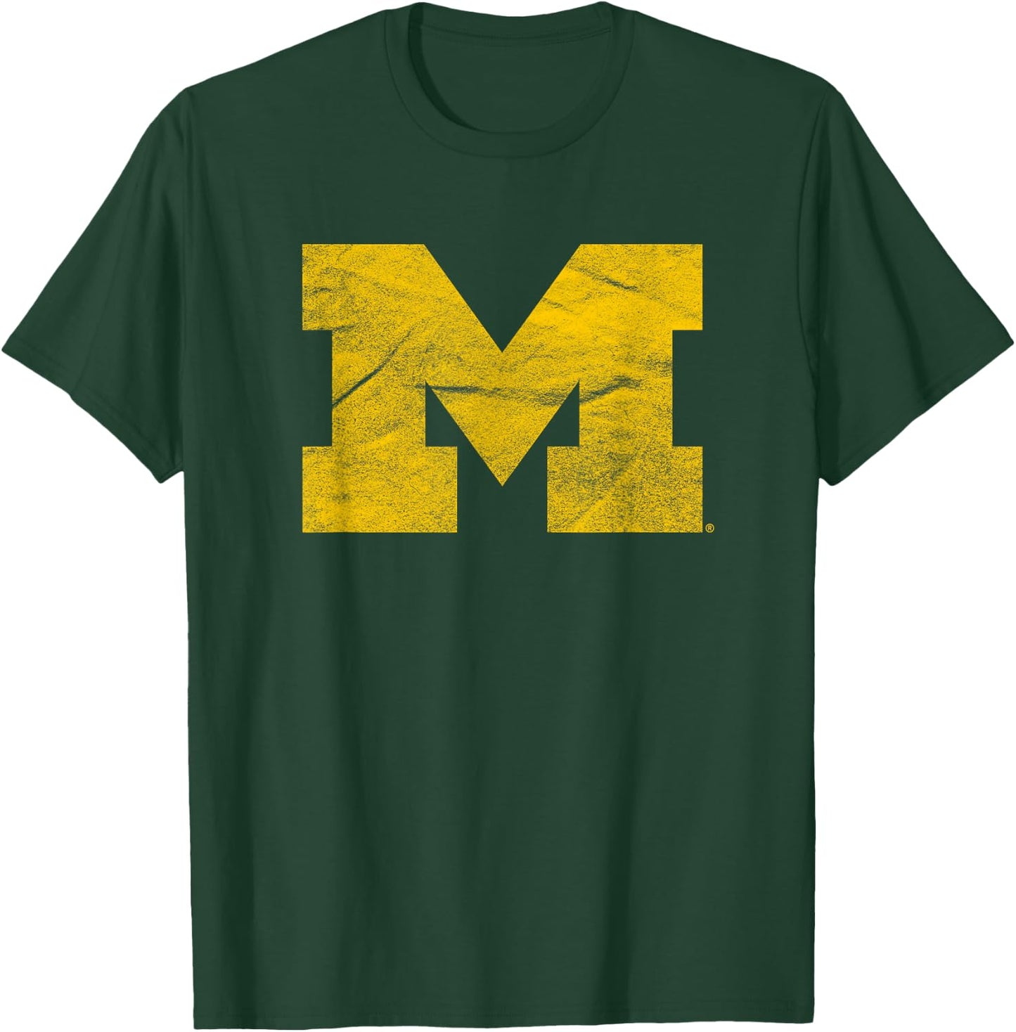 University of Michigan Wolverines U of M Distressed Primary T-Shirt - T-Shirt | Forest