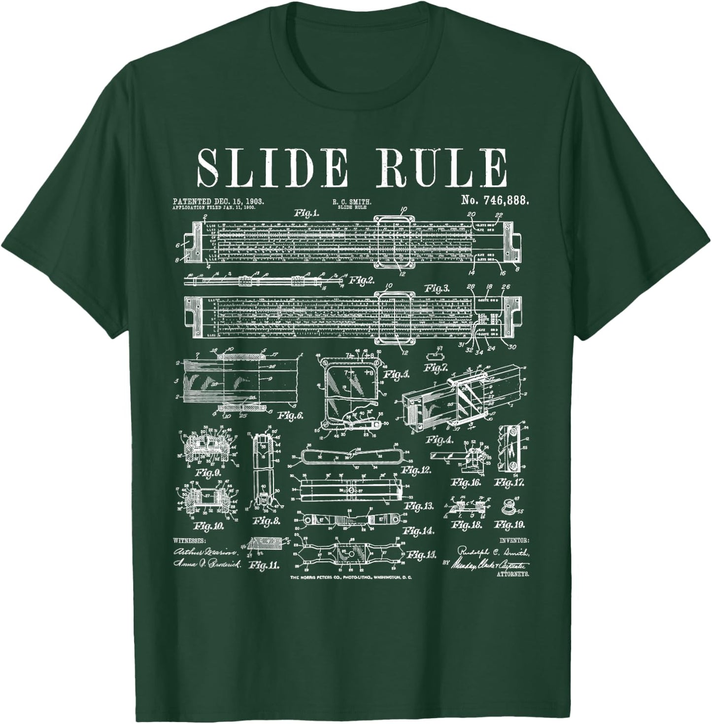 Slide Rule Engineer Engineering Student Funny Vintage Patent T-Shirt - T-Shirt | Forest