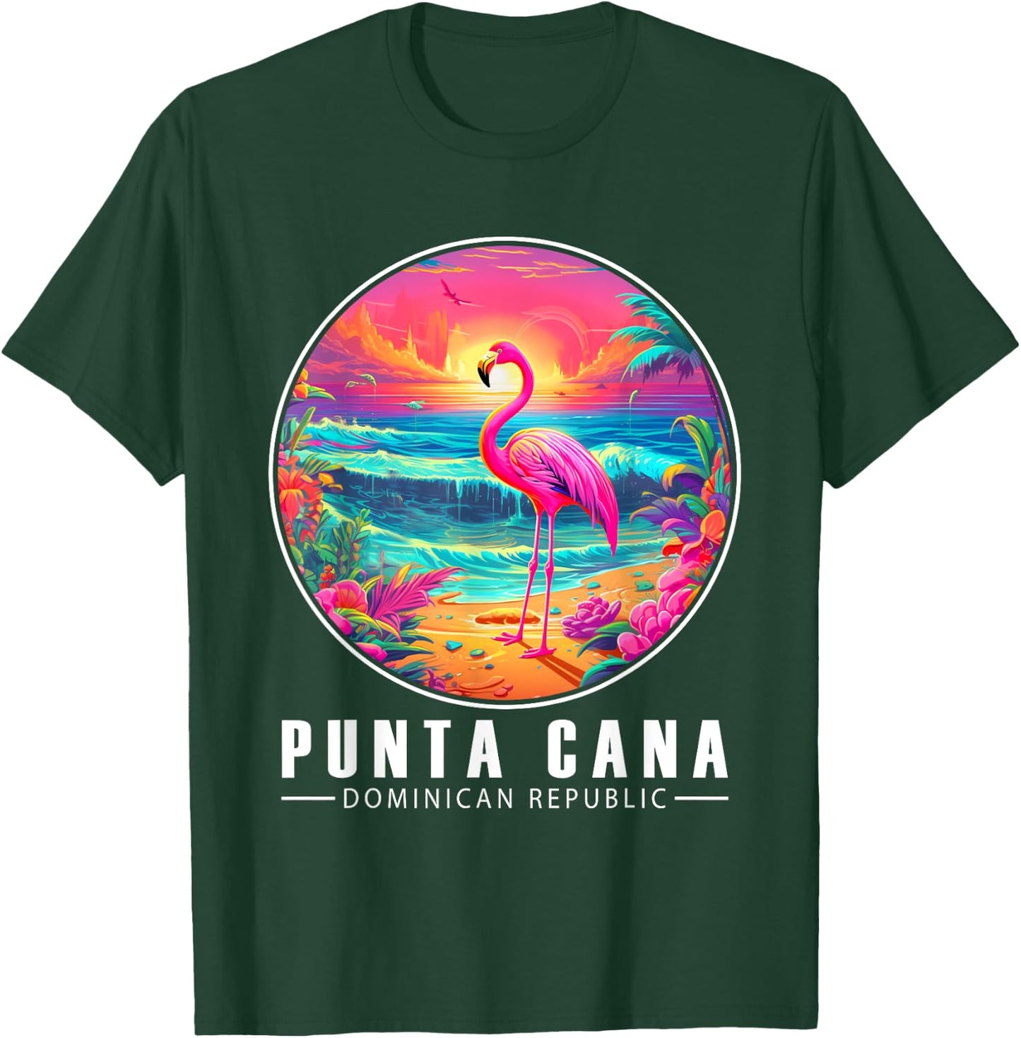 Punta Cana Flamingo Shirt Dominican Republic Beach Sunset T-Shirt - T-Shirt | Forest