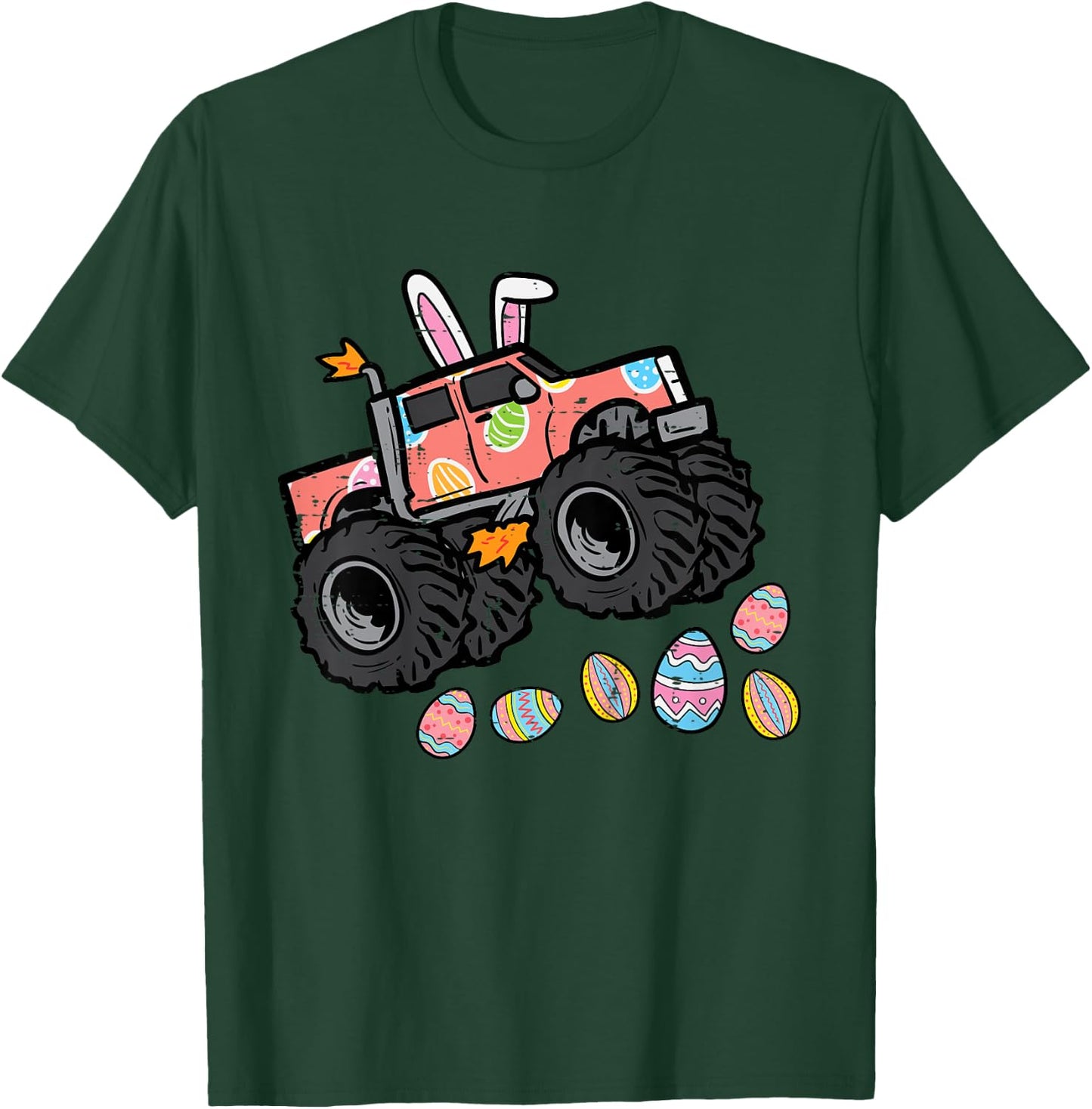 Kids Easter Monster Truck Bunny Ears Eggs Hunt Toddler Boys Kids T-Shirt - T-Shirt | Forest