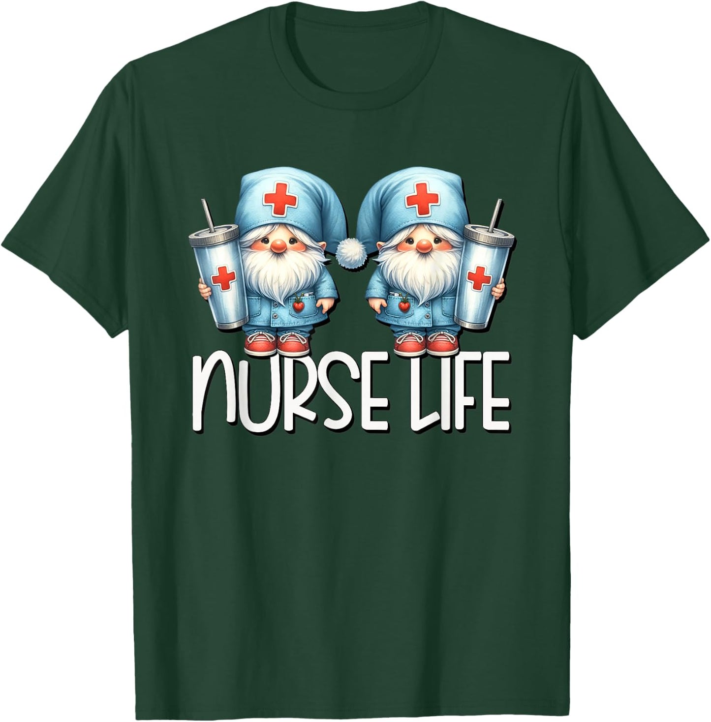 Coffee Nurse Life Needs Coffee Gnome Graphic For Nurses T-Shirt - T-Shirt | Forest