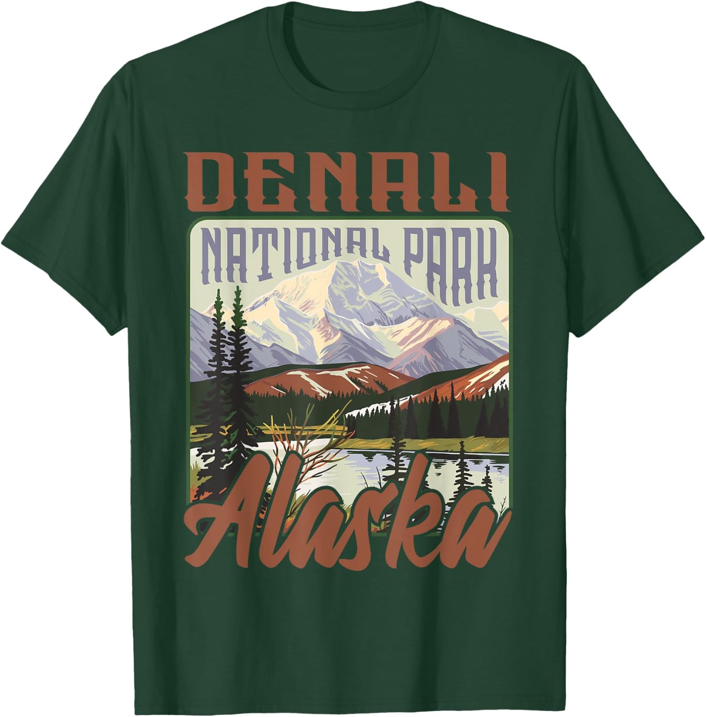 Denali USA National Park Vintage Alaska Outdoors Retro T-Shirt - T-Shirt | Forest