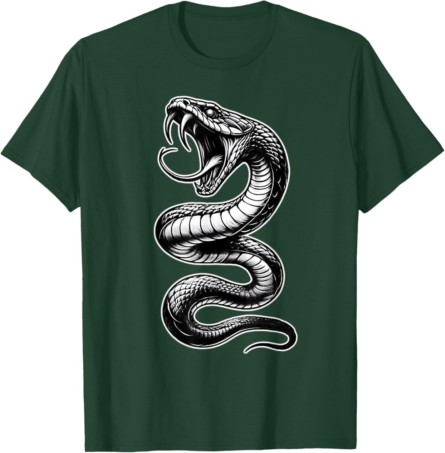 Snake Serpent Coil Cobra Venom Blackwork T-Shirt - T-Shirt | Forest