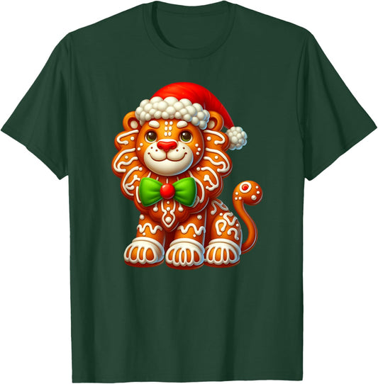 Funny Gingerbread Man Lion Christmas Kids T-Shirt - T-Shirt | Forest