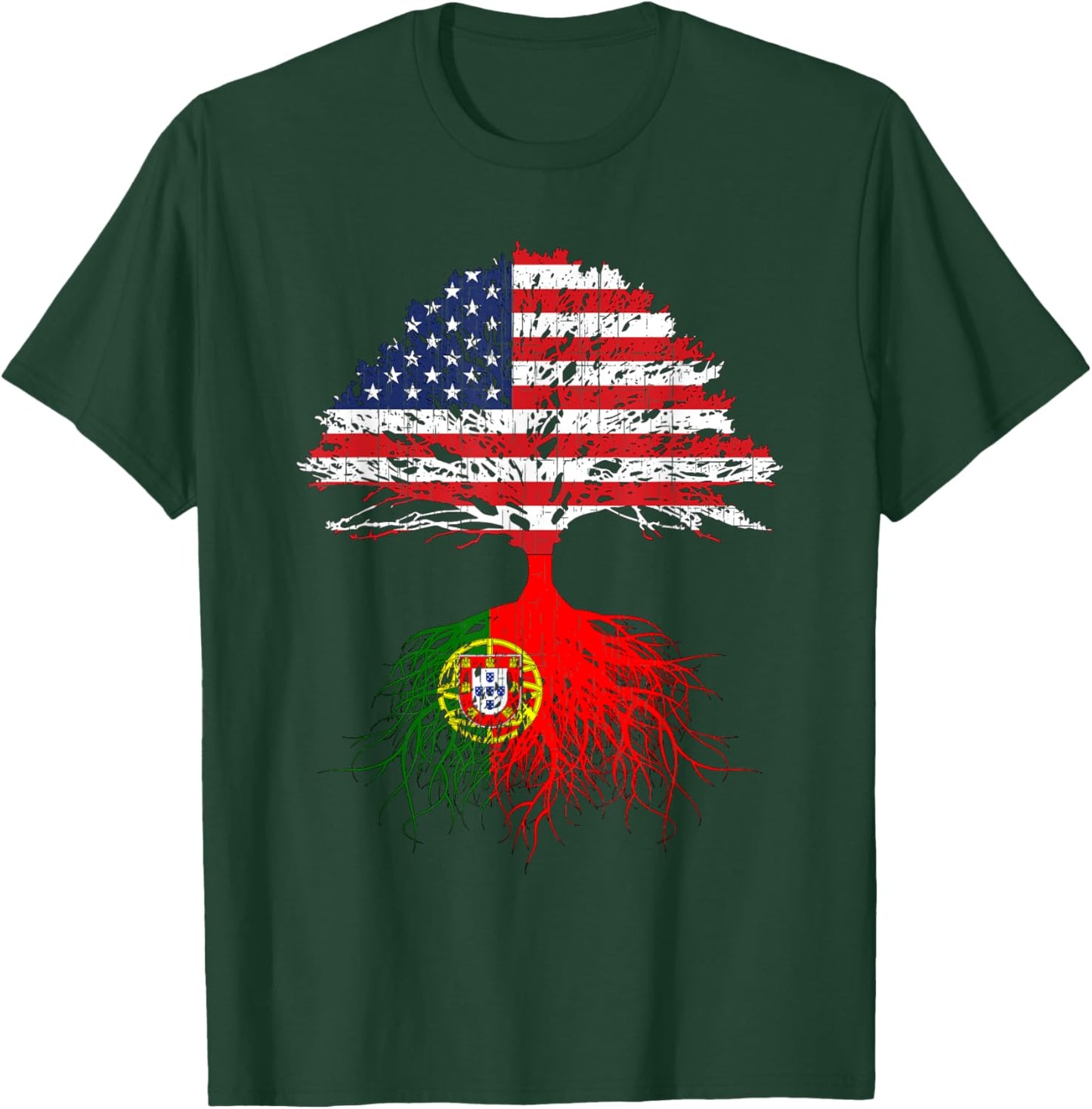 Portuguese Roots American Grown Portugal Flag Shirt Gift T-Shirt - T-Shirt | Forest