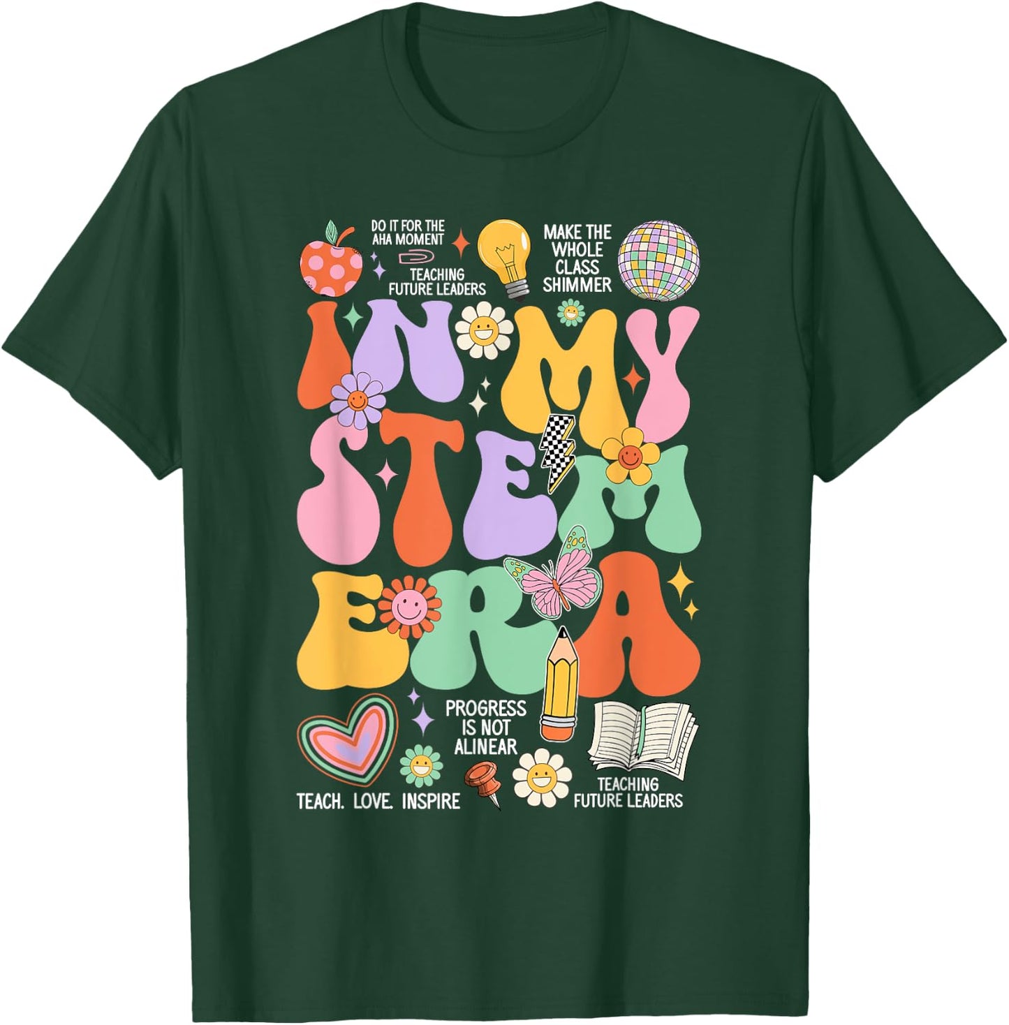 Retro Groovy In My STEM Era Student Teacher Back To School Women Kids T-Shirt - T-Shirt | Forest