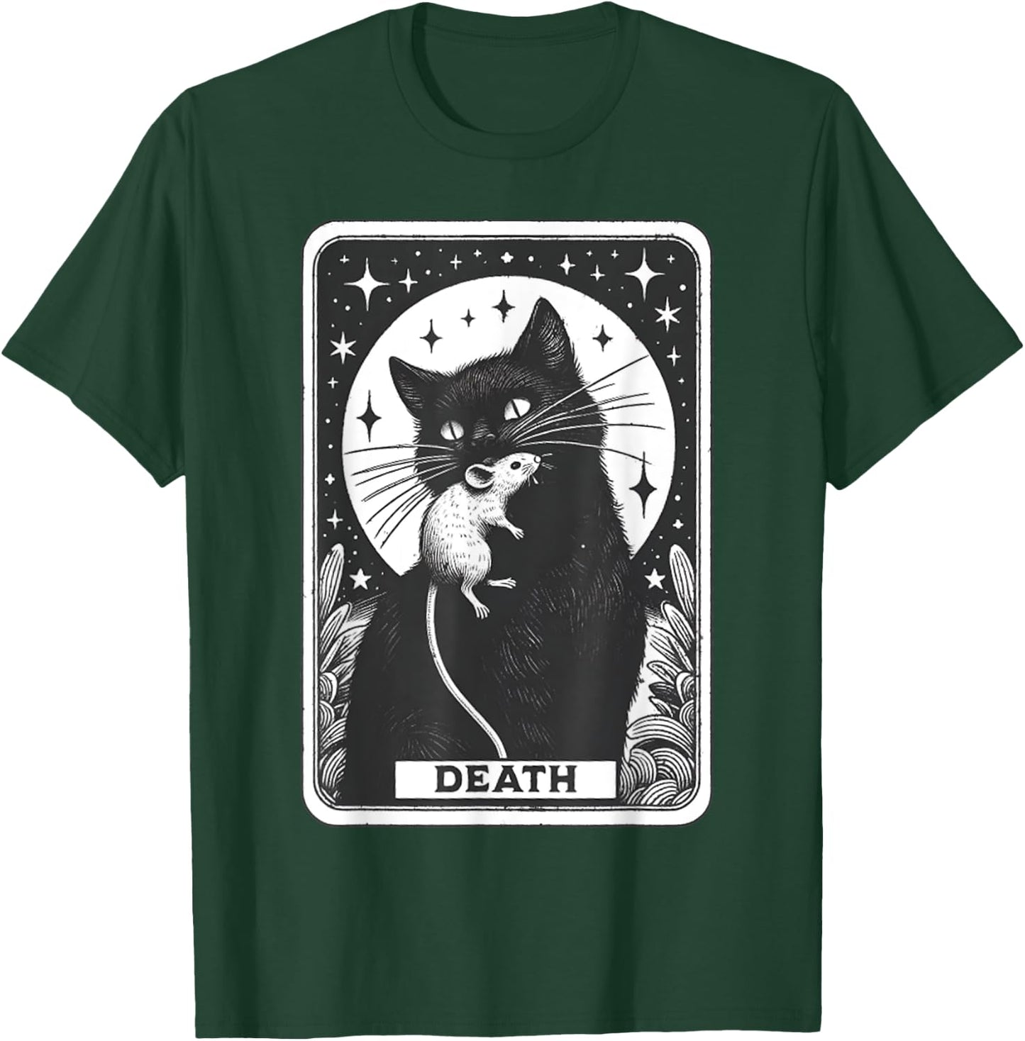 Graphic Cats Lover Moon Death Tarot Card The Cat With Mouse Men Women Girls Kids T-Shirt - T-Shirt | Forest