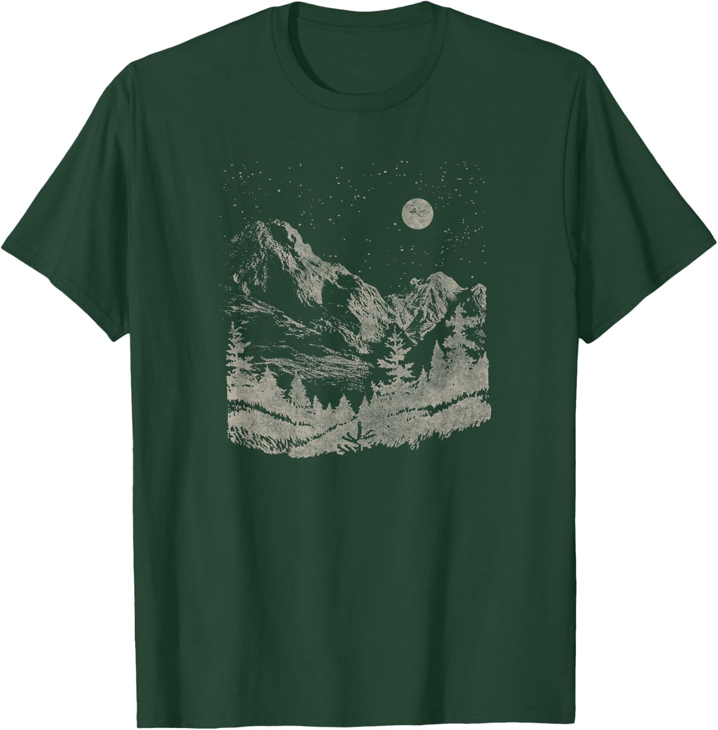 Trendy Nighttime Mountain Forest Scene T-Shirt - T-Shirt | Forest