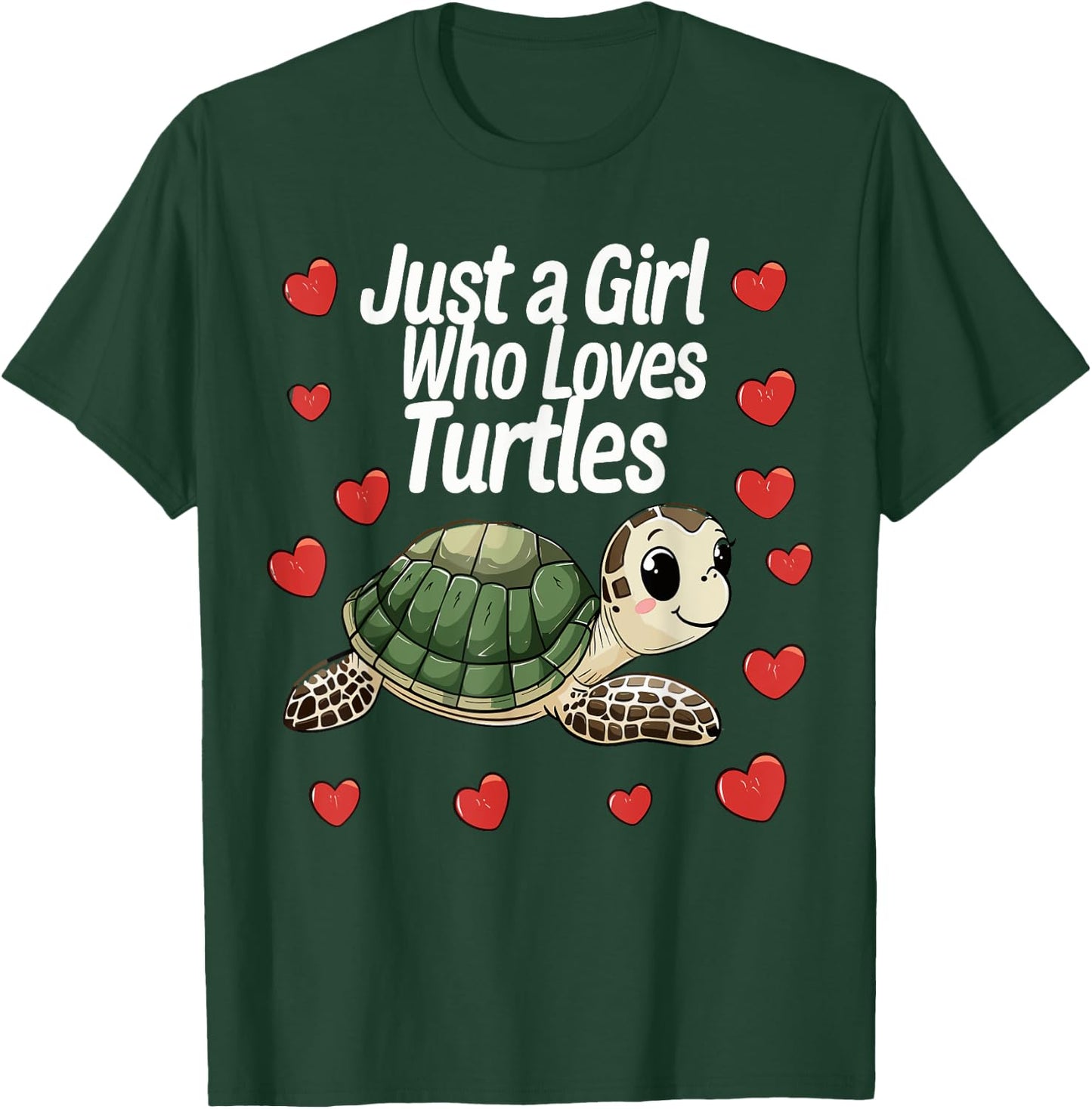 Cute Turtle Lovers Gift Just A Girl Who Loves Turtles T-Shirt - T-Shirt | Forest