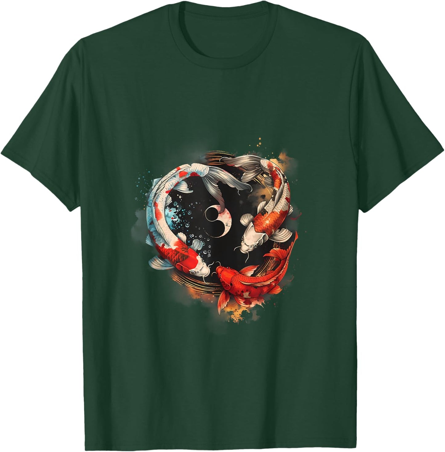 Koi Japanese Koi Carp Fish Yin Yang Asian Carp Koi Fish T-Shirt - T-Shirt | Forest