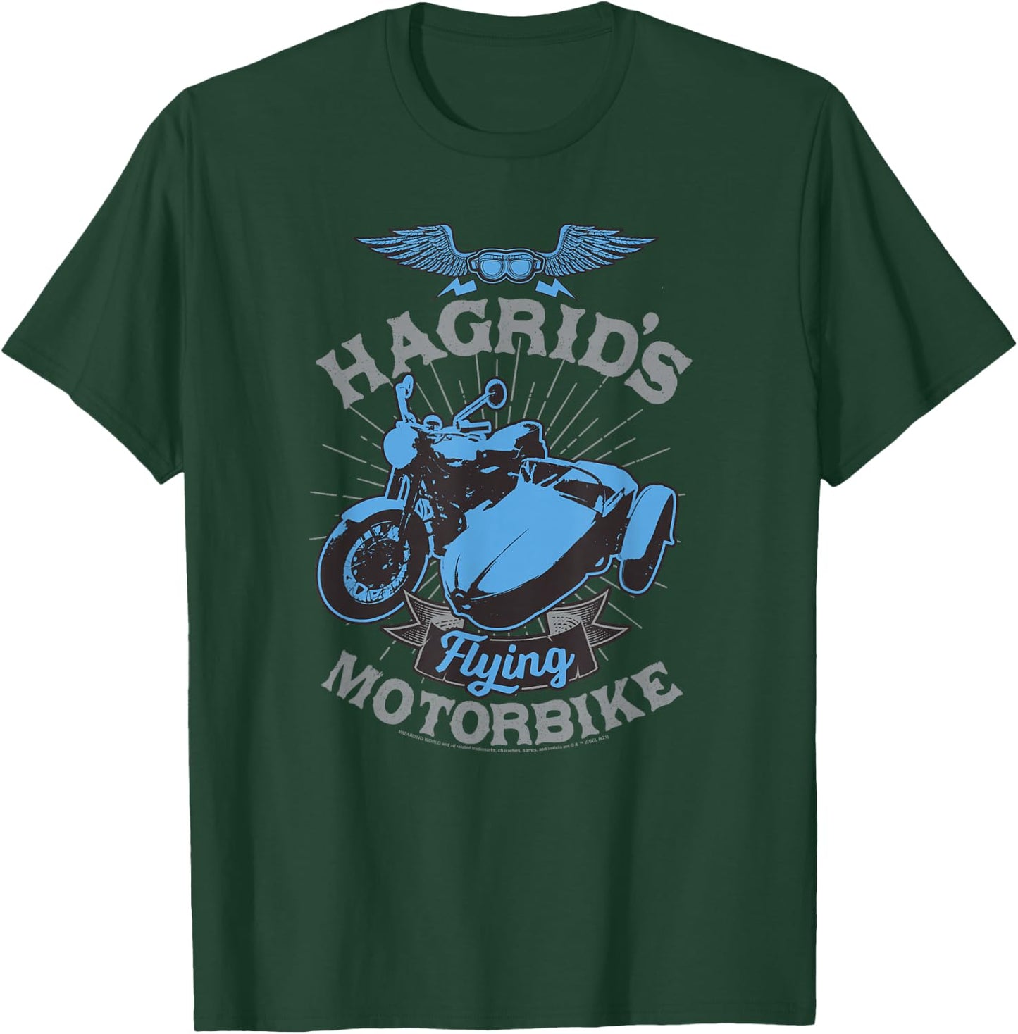 Popfunk Harry Potter Hagrid's Flying Motorbike -Adults Black Small Short Sleeve T-Shirt - T-Shirt | Forest