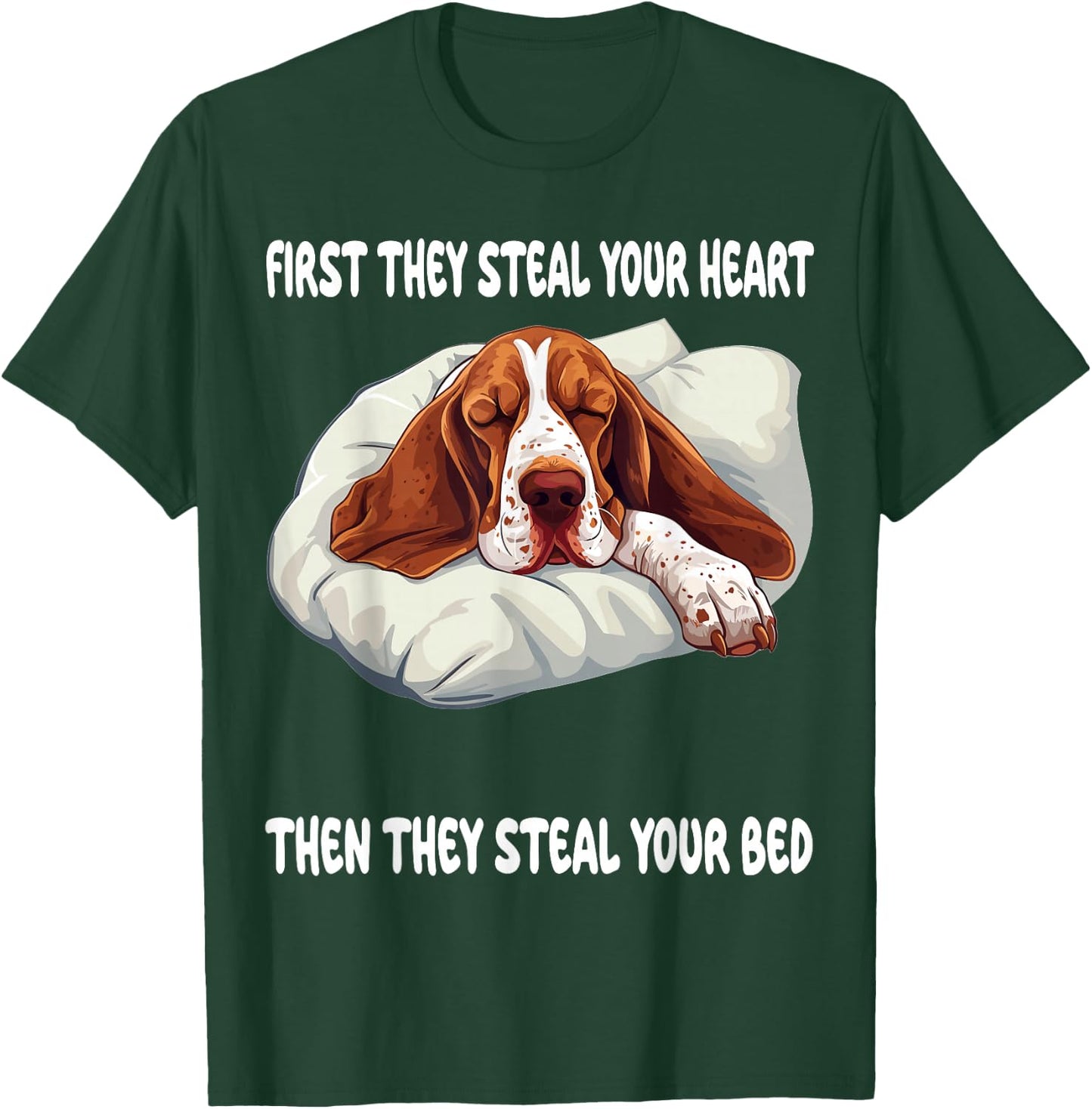 Basset Hound Sleeping Pajamas Nightgown T-Shirt - T-Shirt | Forest