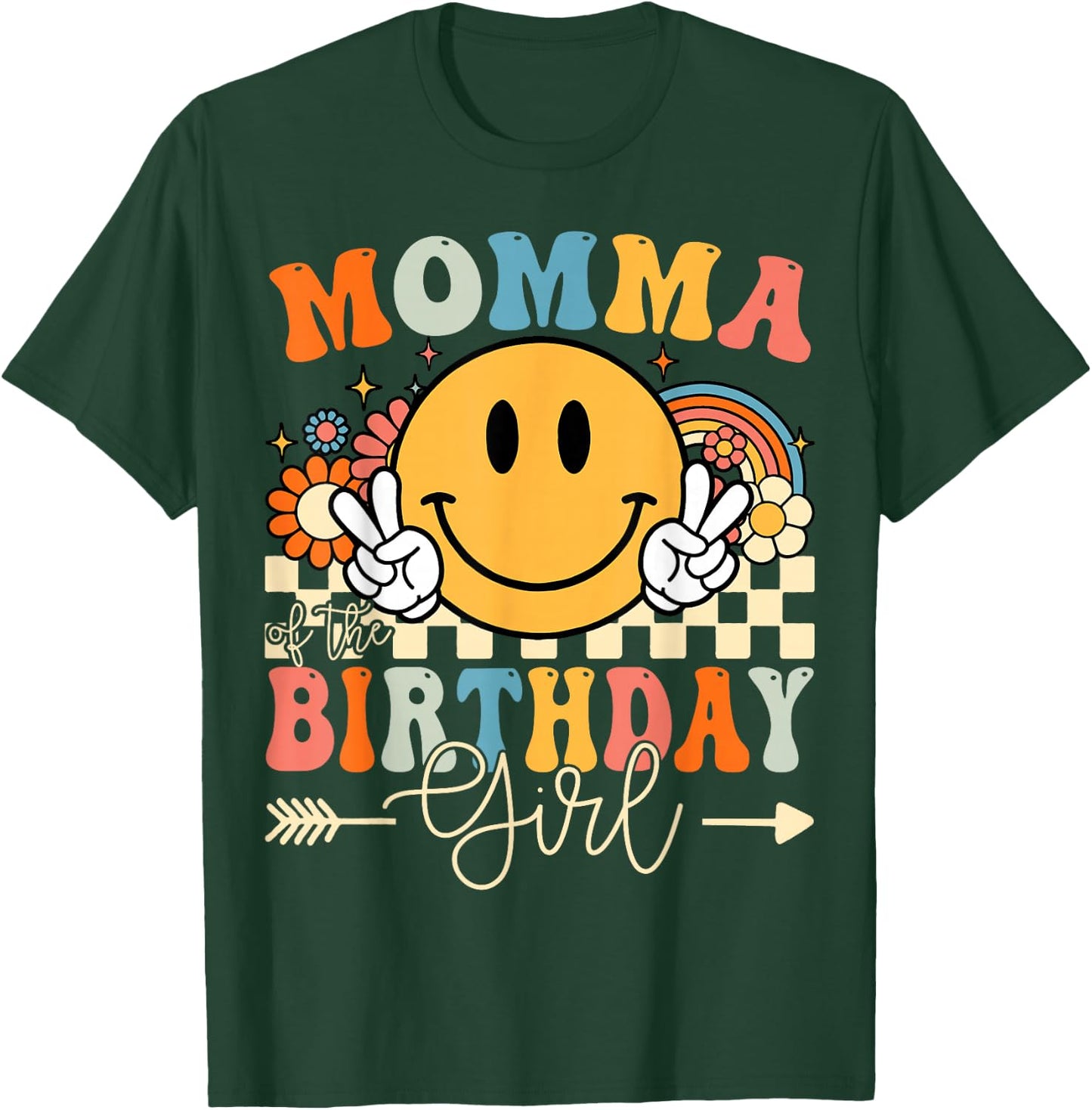 Momma Of The Birthday Girl Groovy Retro Vintage T-Shirt - T-Shirt | Forest
